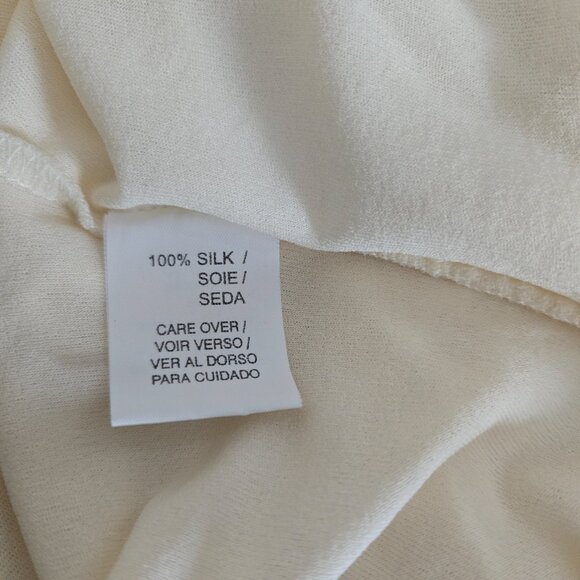 Anne Klein Ivory 100% Silk Faux Wrap Top L - Picture 7 of 8